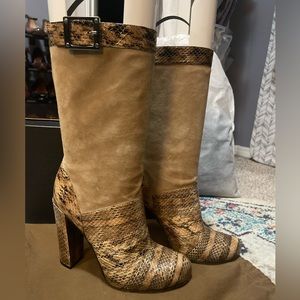 Leather Animal Print Boots